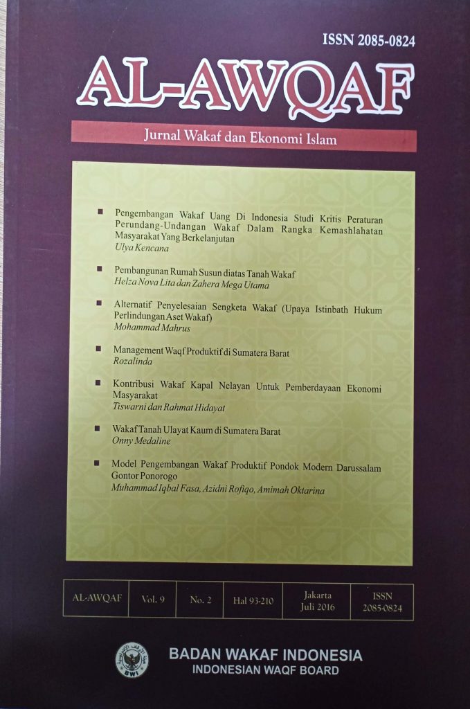 Jurnal Wakaf Dan Ekonomi Islam